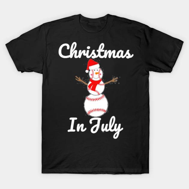 Christmas in july baseball snowman santa hat summer 2021 shirt