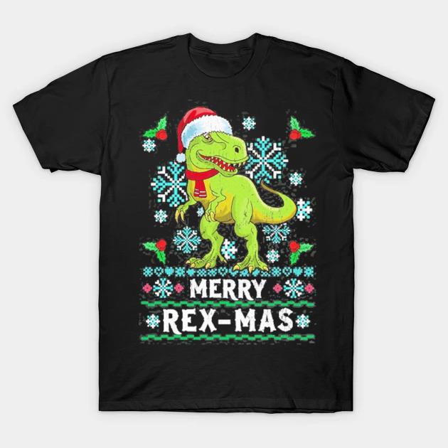 Merry rexmas christmas trex dinosaur ugly knit shirt
