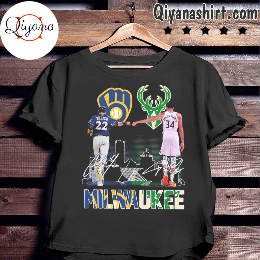 Funny Christian Yelich Milwaukee Brewers and Antetokounmpo Milwaukee Bucks  Cups Milwaukee City signatures shirt, hoodie, sweater, long sleeve and tank  top