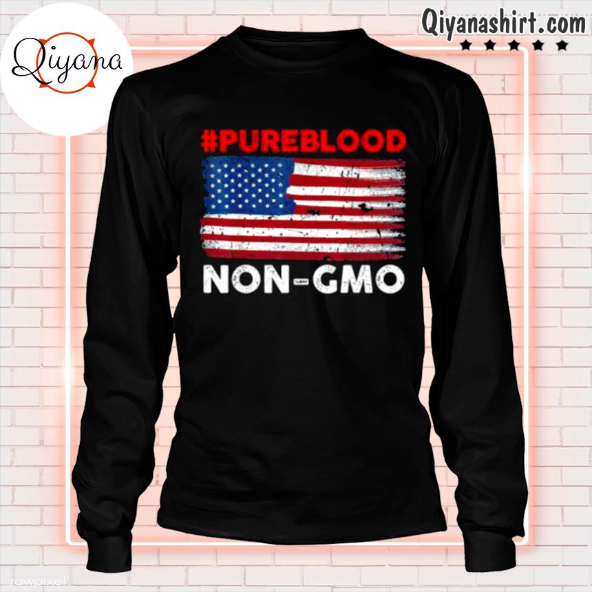 #Pureblood Non Gmo American flag s longsleve-black