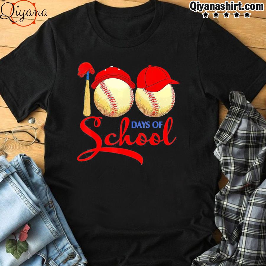 100 Days of School Baseball Teacher 100th Day Of School Tee Shirt