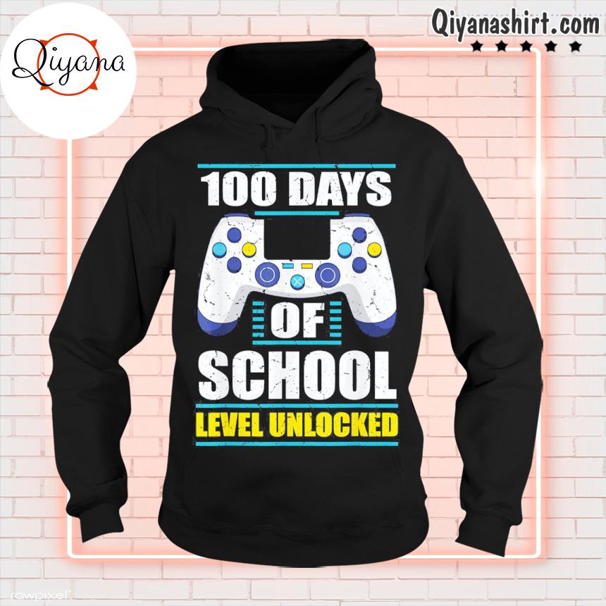 100 Days of School Level Unlocked Gamer Student and Teacher Shirt hoodie-black
