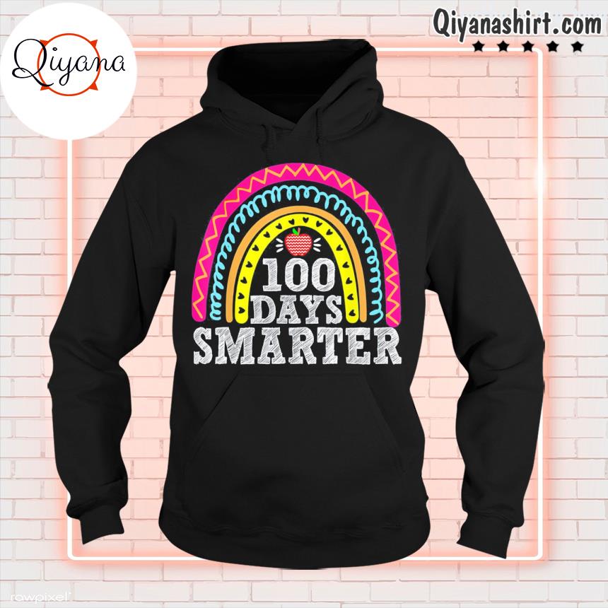 100 Days Smarter Happy 100th Day Of School Rainbow Shirt hoodie-black