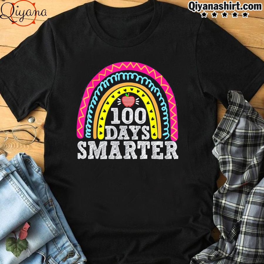 100 Days Smarter Happy 100th Day Of School Rainbow Shirt