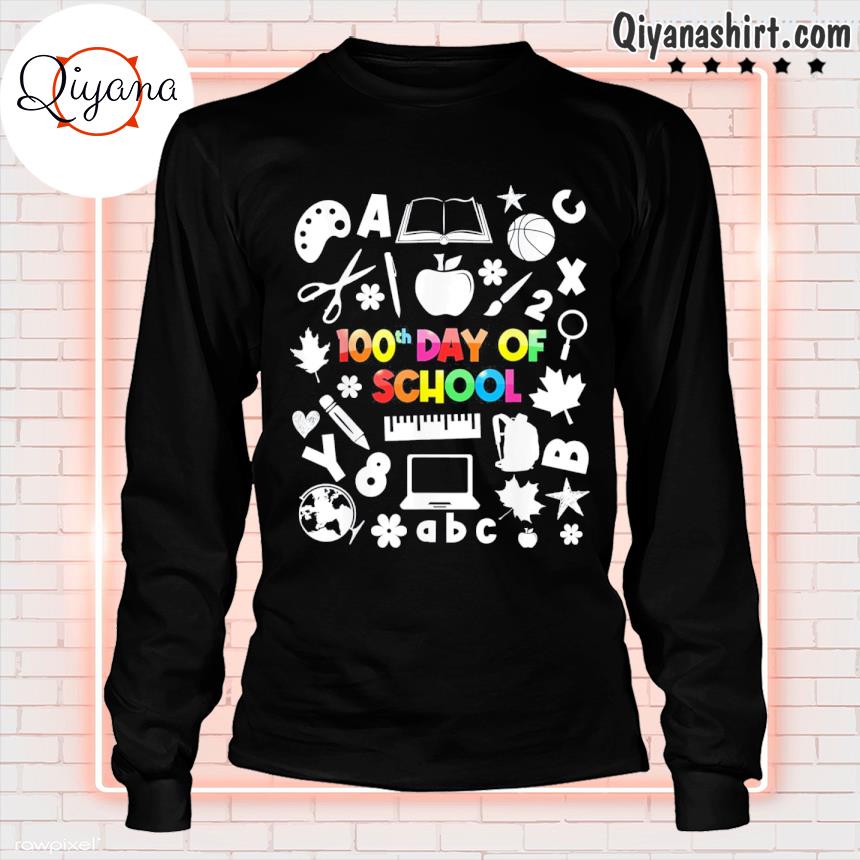 100th Day of School Teachers Child Happy 100 Days Shirt longsleve-black