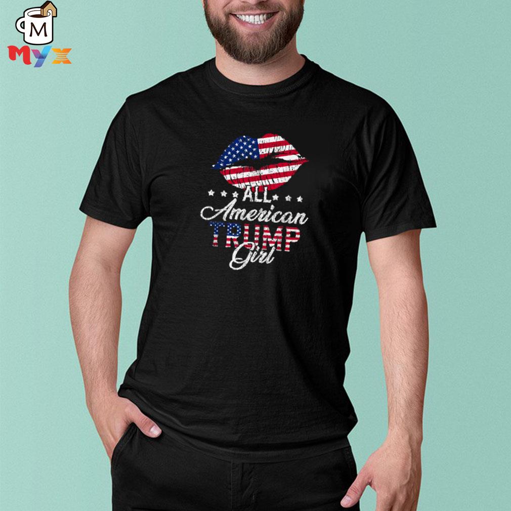 All American Trump girl usa flag lips gop vote 2024 shirt