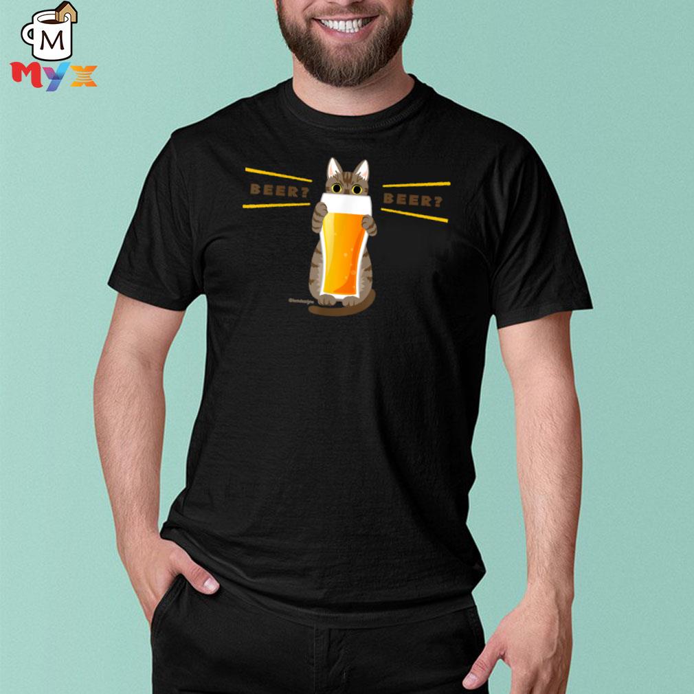 [cat recommending beer] cat beer kawaiI [white] b09w8w65mg shirt