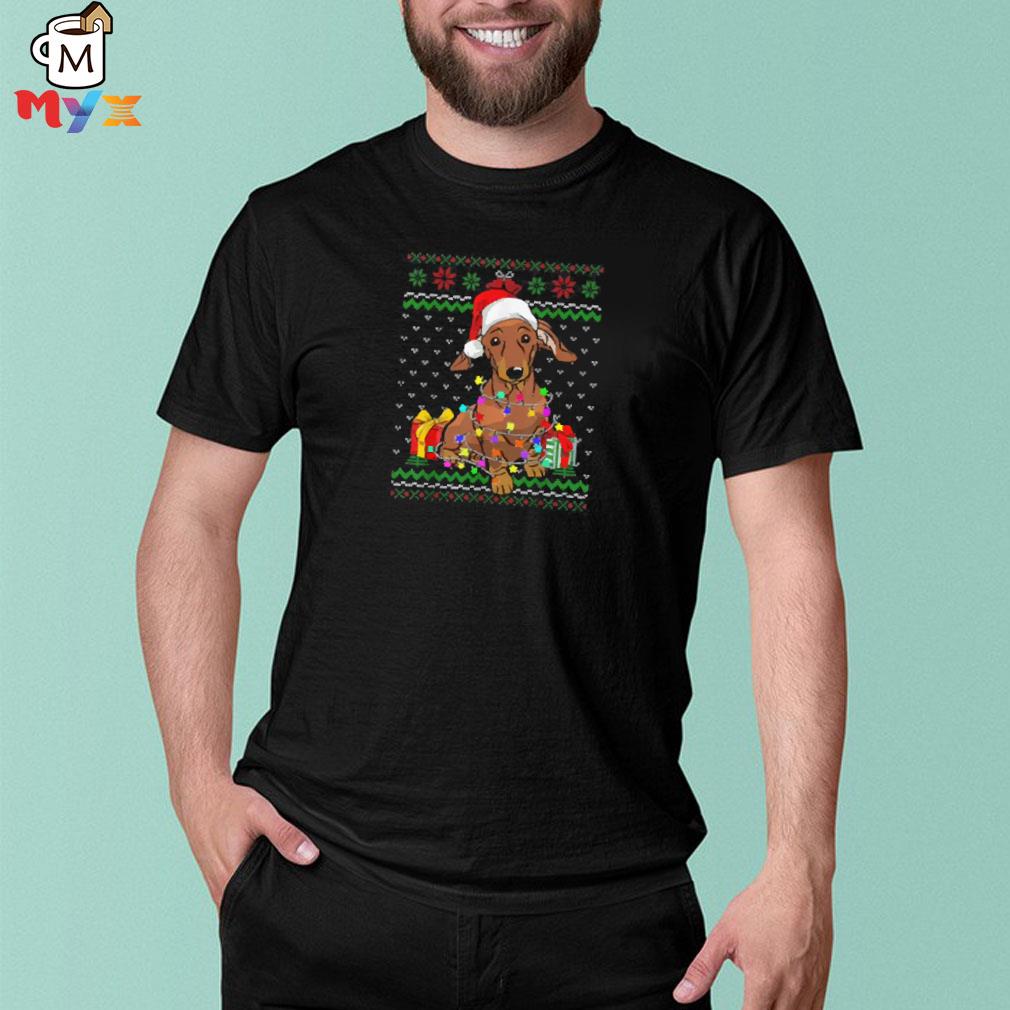 Christmas lights Dachshund dog lover shirt