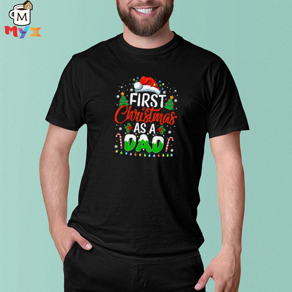 First Christmas as a dad xmas lights Christmas shirt
