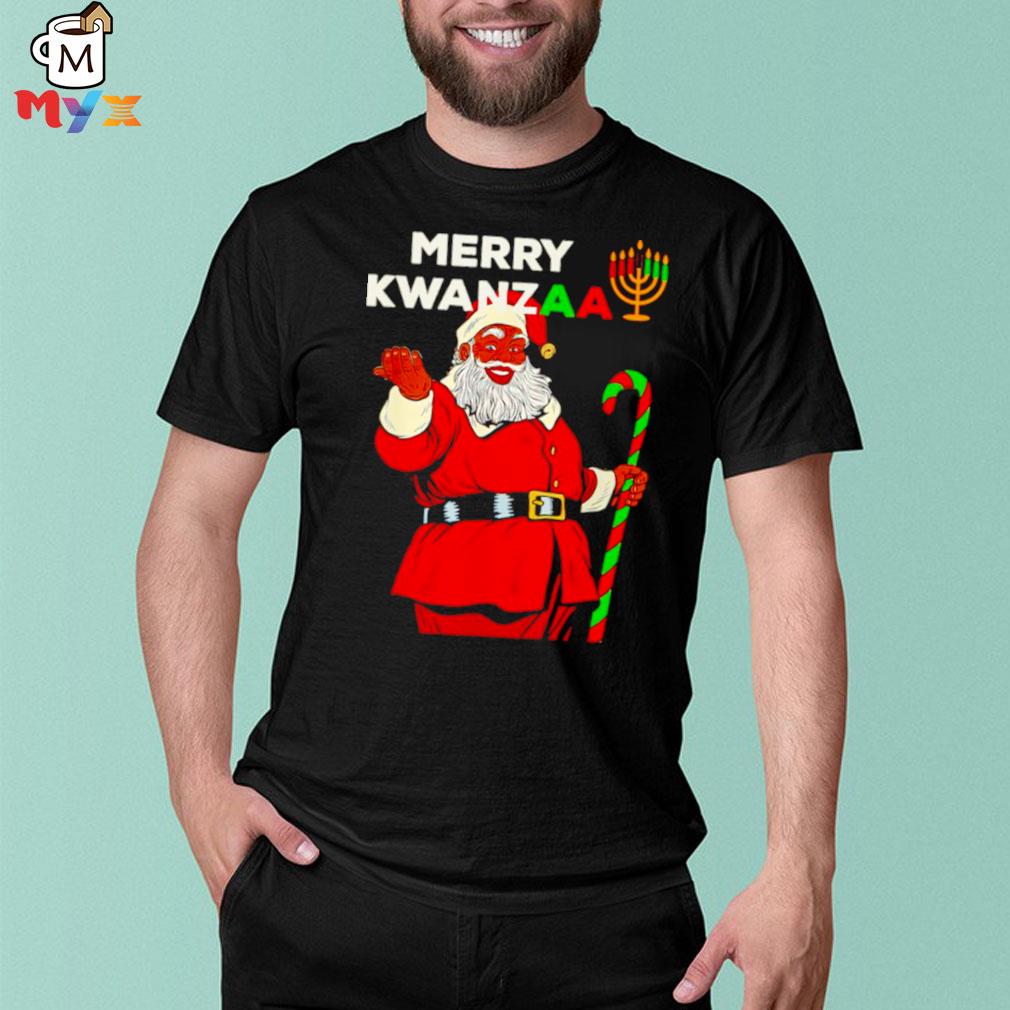 Merry kwanzaa santa black Christmas shirt