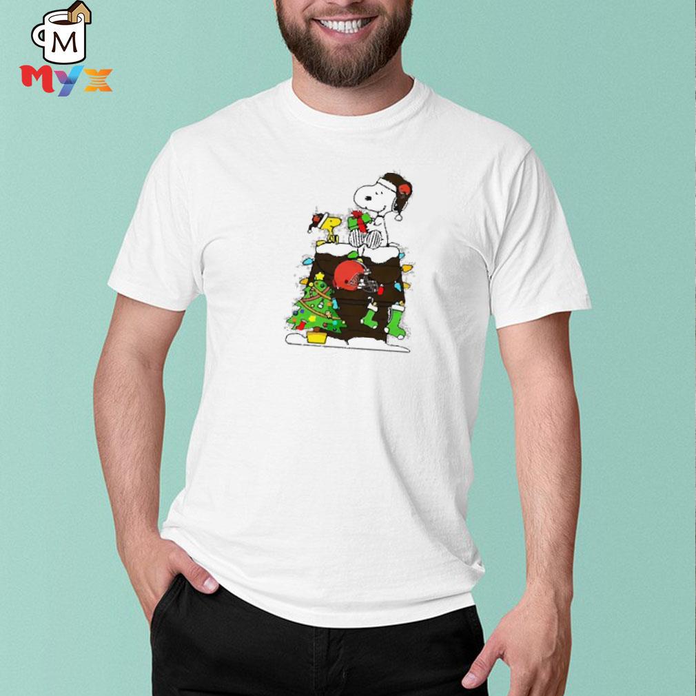 NFL Cleveland browns Snoopy and Woodstock Christmas shirt