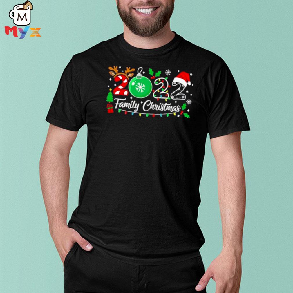 Santa reindeer 2022 family Christmas light shirt