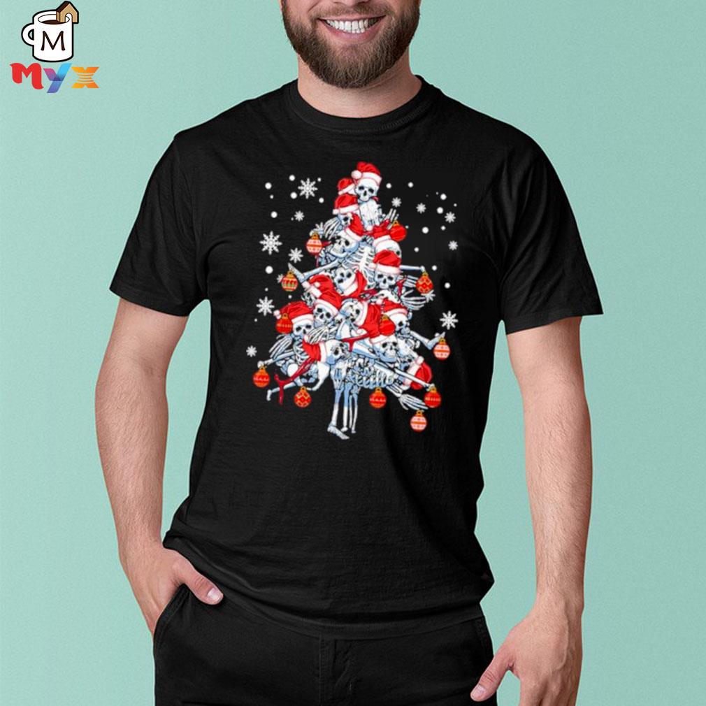 Santa skeleton 2022 merry Christmas tree shirt
